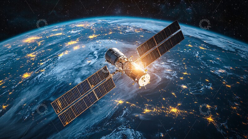 高清大图下载【趣麦麦图】卫星轨道地球背景1