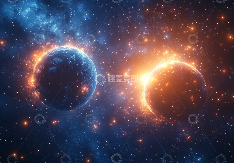 高清大图下载【趣麦麦图】两行星太空背景3
