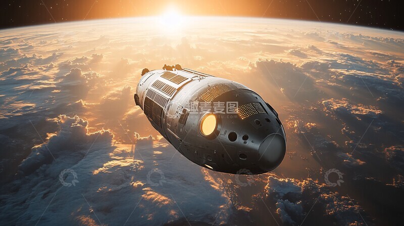 高清大图下载【趣麦麦图】卫星绕地球轨道运行3