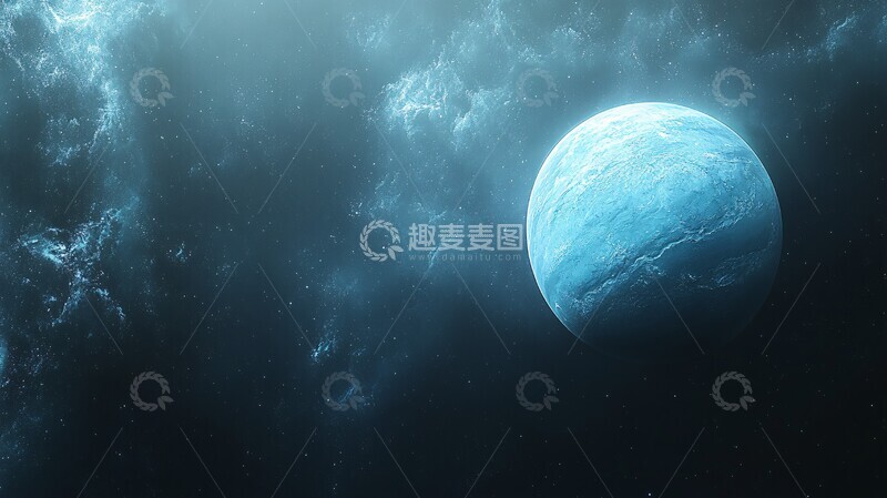 高清大图下载【趣麦麦图】蓝星与光环光环背景空间3