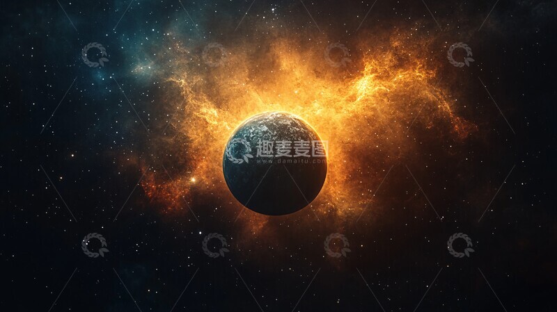 高清大图下载【趣麦麦图】星球浮空星云背景3