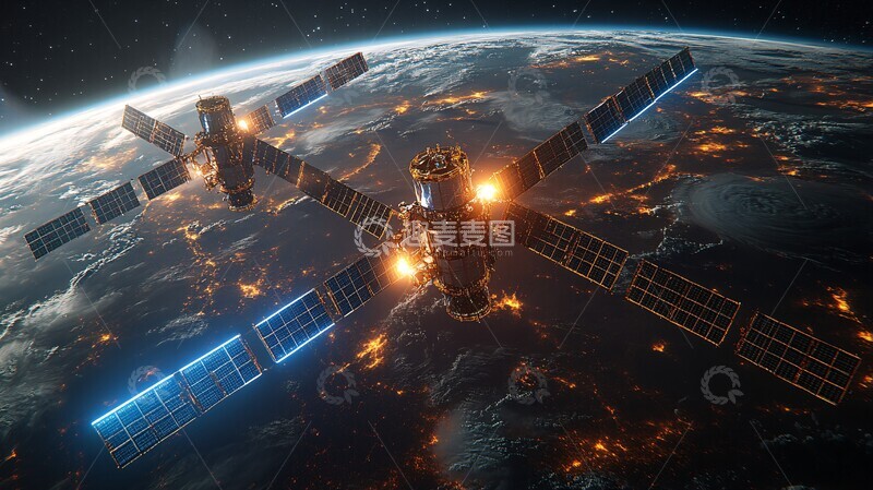 高清大图下载【趣麦麦图】三卫星光线连地球2