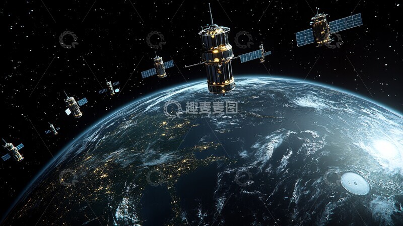高清大图下载【趣麦麦图】卫星环绕地球网络2