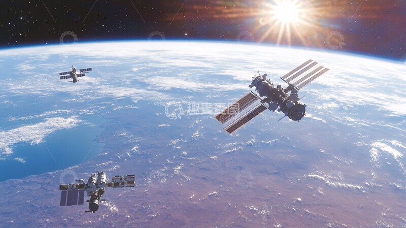 高清大图下载【趣麦麦图】太空站与飞船