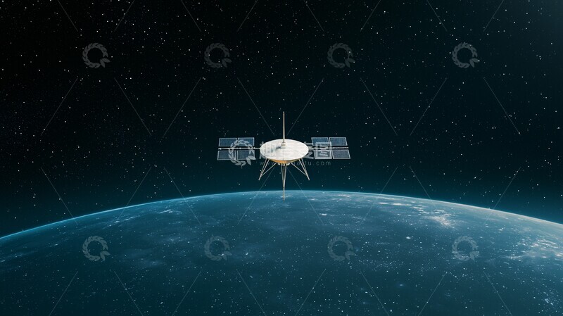 高清大图下载【趣麦麦图】卫星模型悬浮太空3