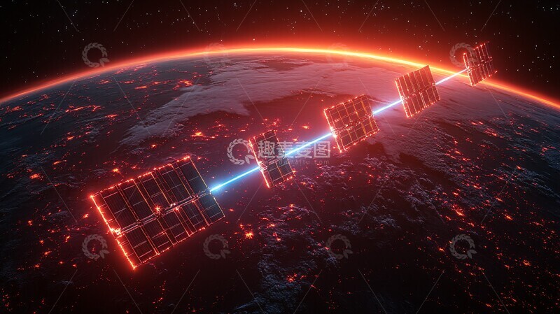 高清大图下载【趣麦麦图】三卫星光线连地球3