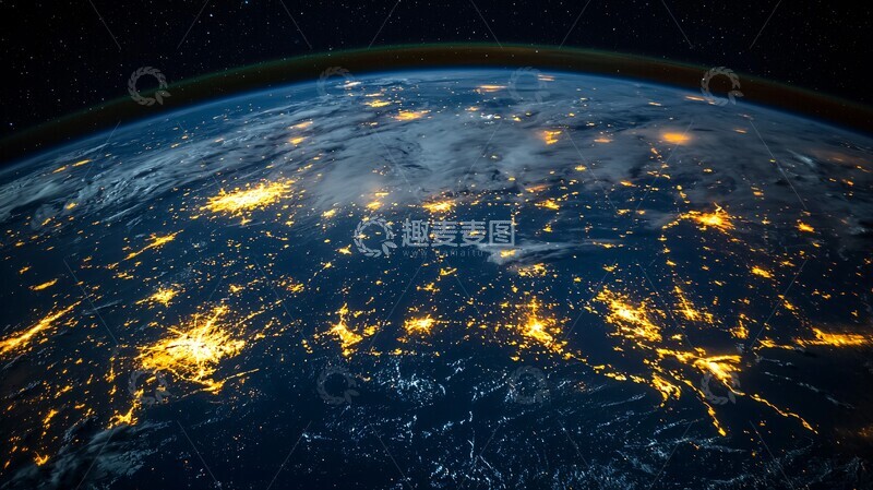 高清大图下载【趣麦麦图】卫星夜空轨道图1