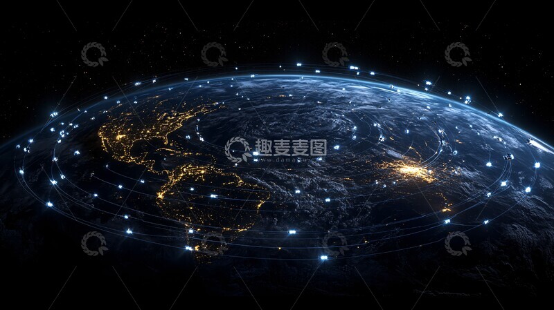 高清大图下载【趣麦麦图】卫星环绕地球网络1