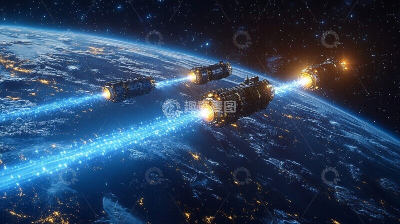 高清大图下载【趣麦麦图】三卫星光线连地球1