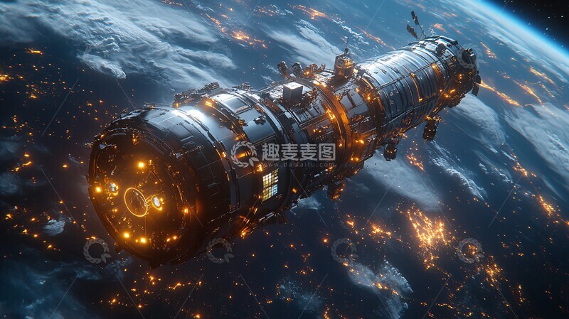 高清大图下载【趣麦麦图】卫星轨道地球背景5