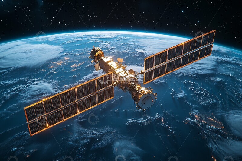 高清大图下载【趣麦麦图】通信卫星轨道渲染2