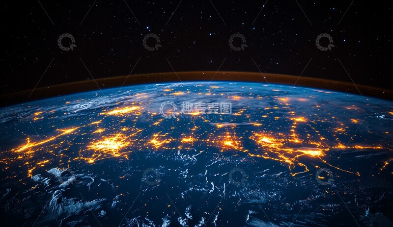 高清大图下载【趣麦麦图】卫星与城市灯光