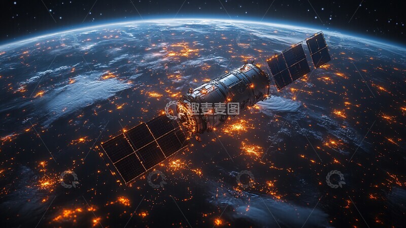 高清大图下载【趣麦麦图】信标灯与卫星连接2