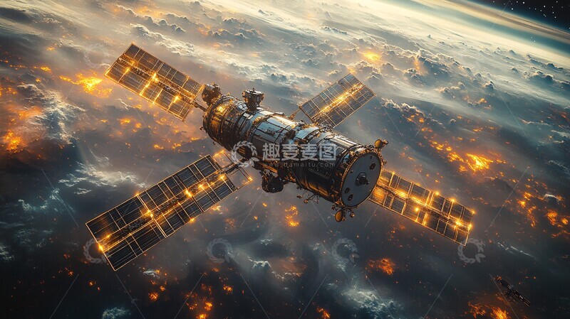高清大图下载【趣麦麦图】卫星与太阳帆板3