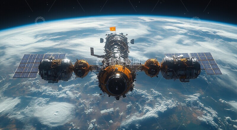 高清大图下载【趣麦麦图】太空站与地球10