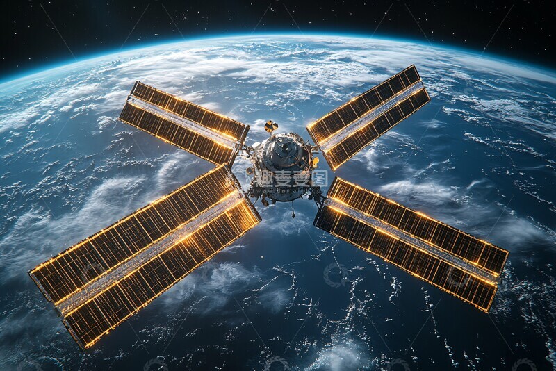 高清大图下载【趣麦麦图】通信卫星轨道渲染3