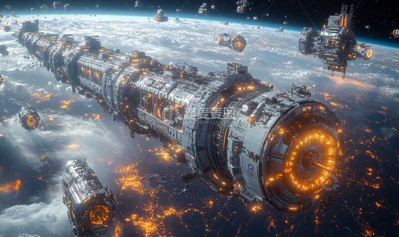 高清大图下载【趣麦麦图】轨道站与地球2