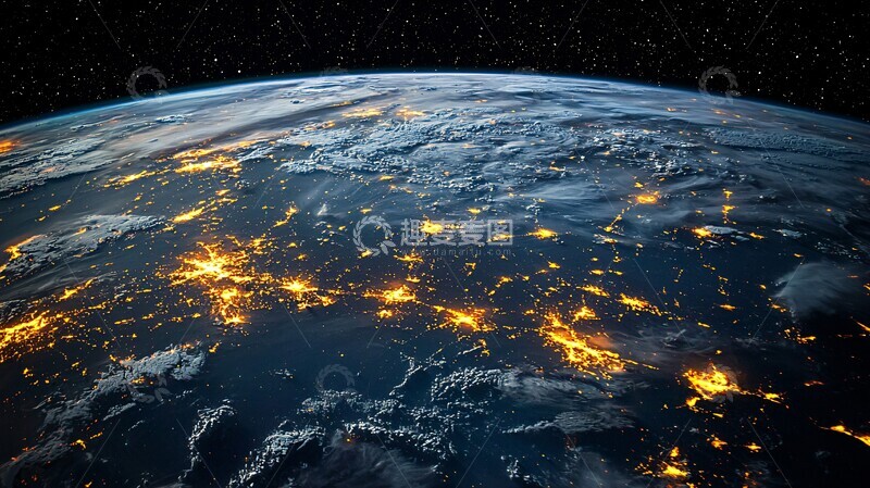 高清大图下载【趣麦麦图】卫星夜空轨道图2