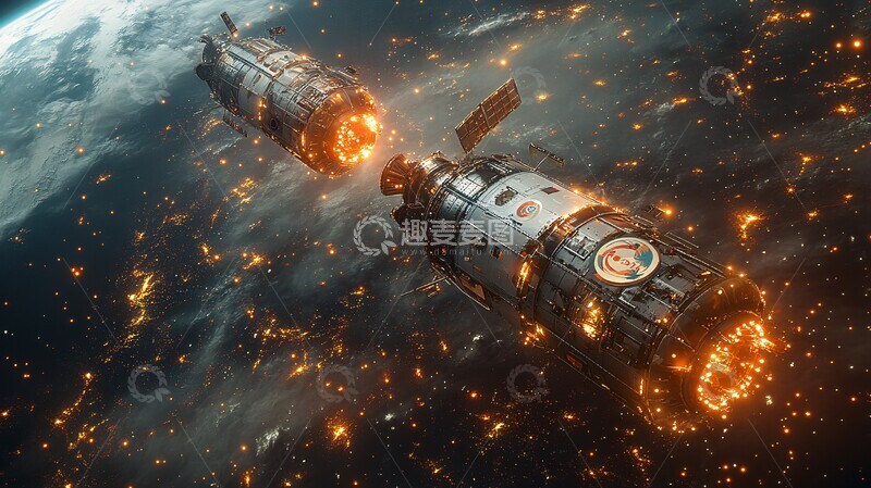 高清大图下载【趣麦麦图】卫星对接地球月球1