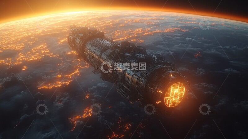 高清大图下载【趣麦麦图】卫星轨道地球背景6