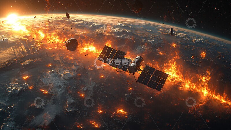高清大图下载【趣麦麦图】卫星残骸漂浮太空3