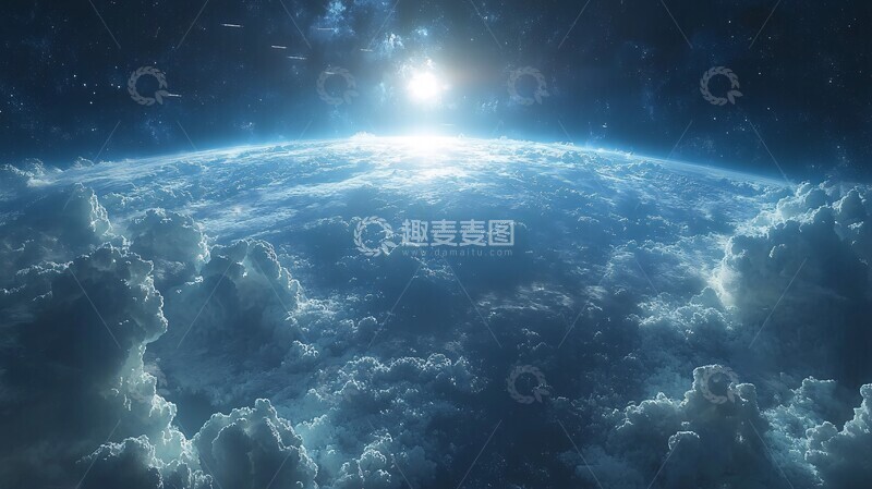 高清大图下载【趣麦麦图】蓝色星球与卫星3