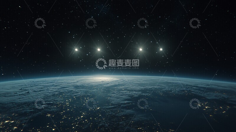 高清大图下载【趣麦麦图】卫星三角轨道投影3