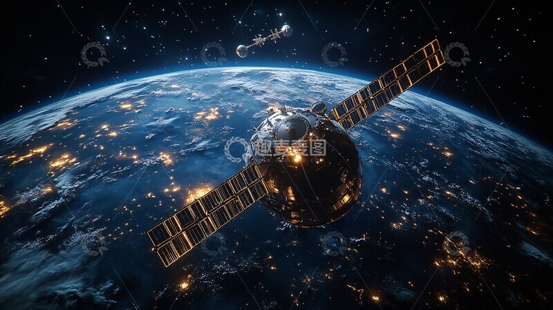 高清大图下载【趣麦麦图】地球与卫星群1