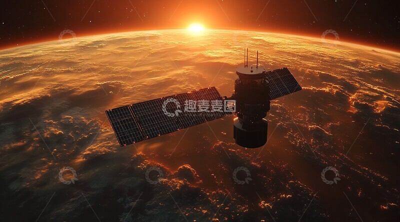 高清大图下载【趣麦麦图】-卫星悬浮火星上空2