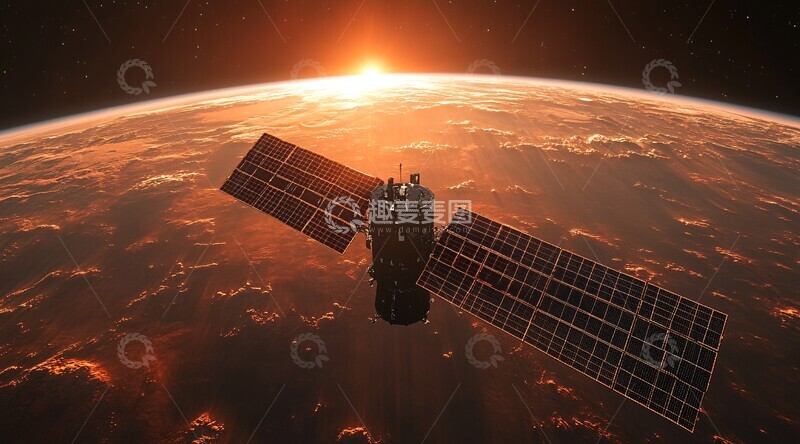 高清大图下载【趣麦麦图】卫星悬浮火星上空3