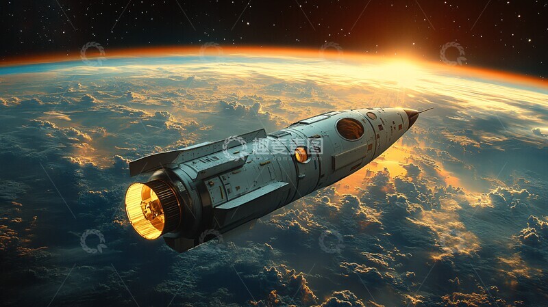 高清大图下载【趣麦麦图】太空火箭与地球倒影3