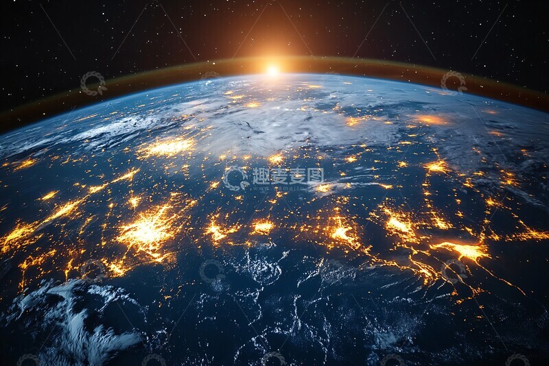 高清大图下载【趣麦麦图】半圆地球卫星角2