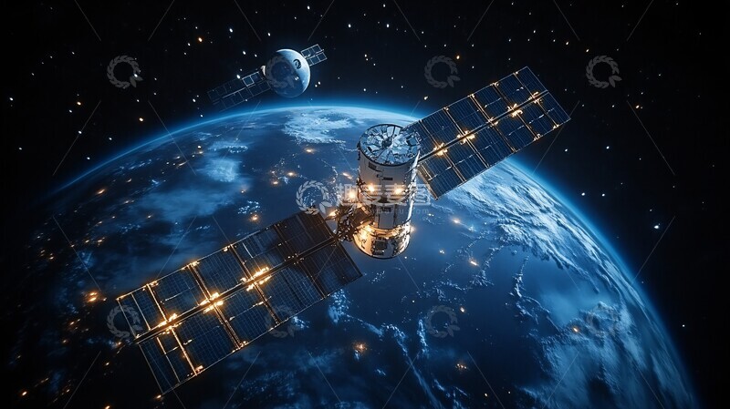 高清大图下载【趣麦麦图】地球与卫星群