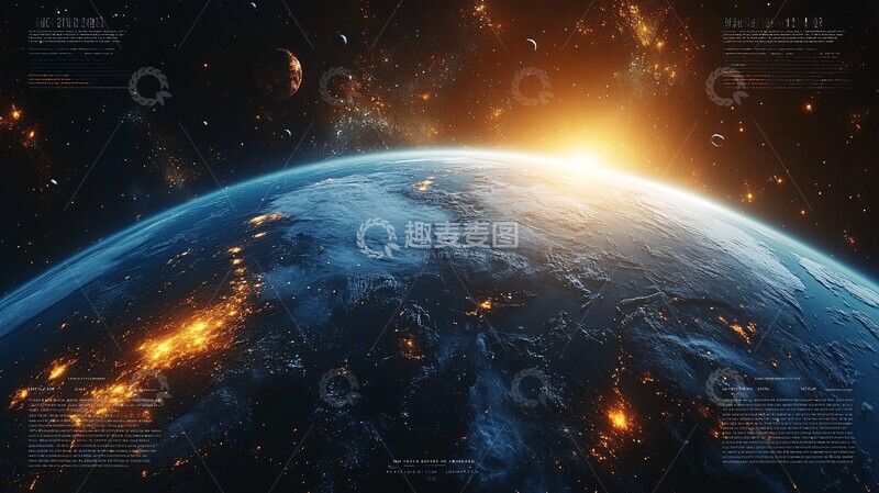 高清大图下载【趣麦麦图】蓝色星球与卫星1