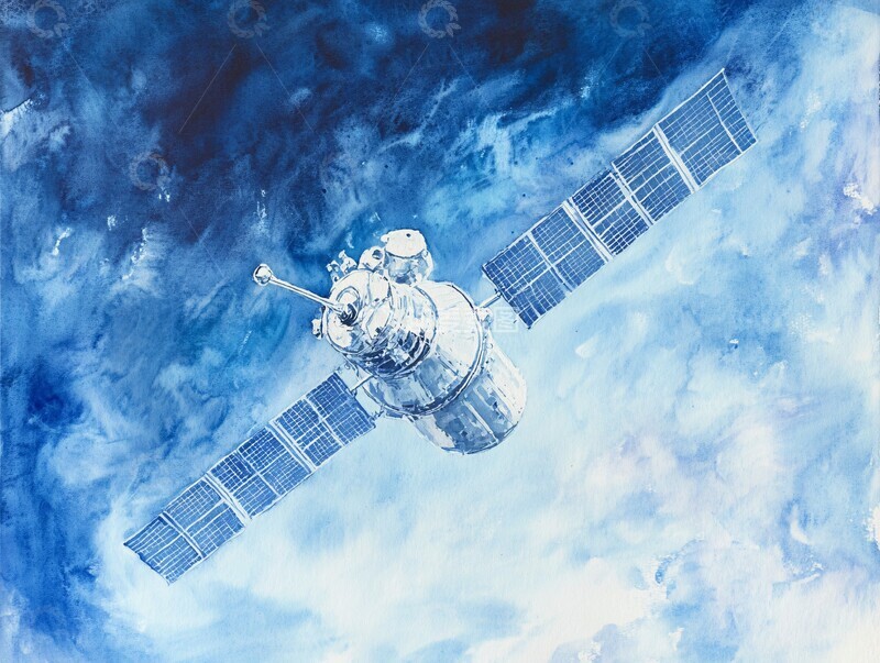 高清大图下载【趣麦麦图】水彩卫星图水彩卫星背景3