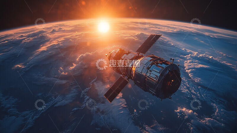 高清大图下载【趣麦麦图】卫星轨道日出3
