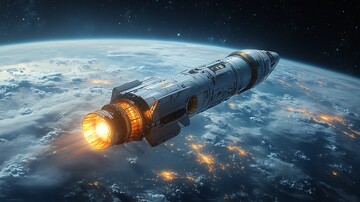 太空火箭与地球倒影2