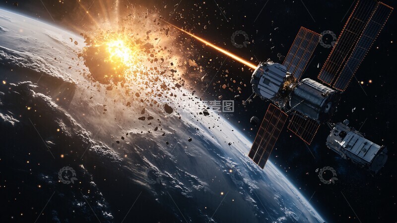 高清大图下载【趣麦麦图】-卫星爆炸激光射线2