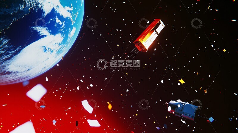 高清大图下载【趣麦麦图】卫星环绕地球庆2