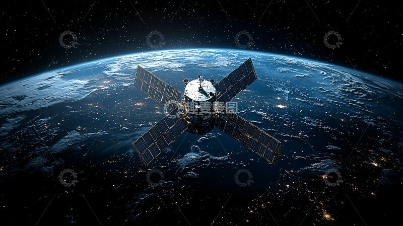 高清大图下载【趣麦麦图】卫星环绕地球旋转2