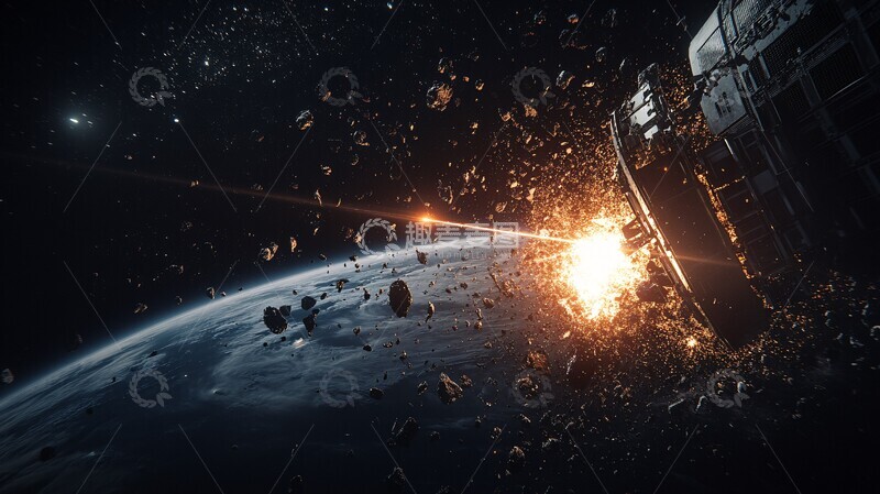 高清大图下载【趣麦麦图】卫星爆炸激光射线3
