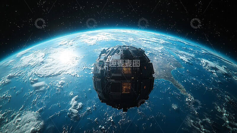 高清大图下载【趣麦麦图】卫星环绕地球旋转3