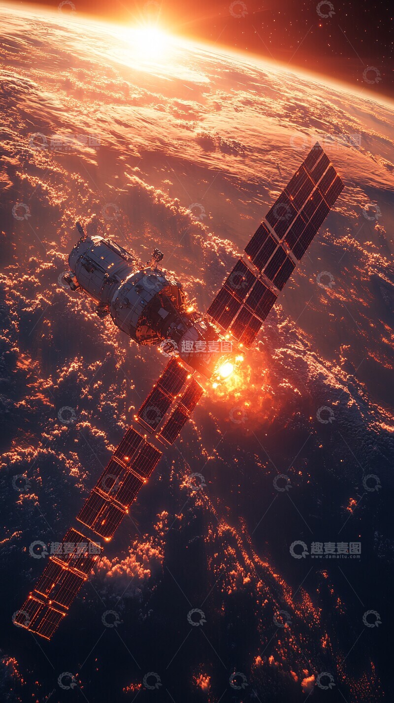 高清大图下载【趣麦麦图】空间太阳能卫星能量传输2