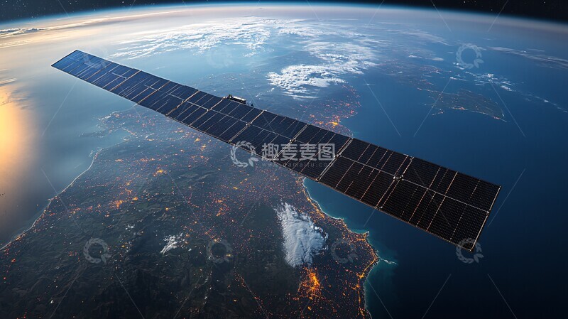 高清大图下载【趣麦麦图】卫星环绕地球场景3