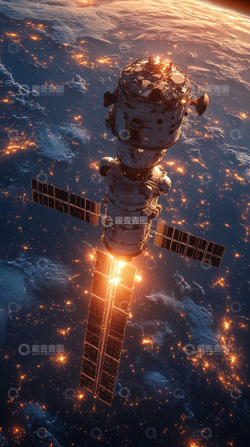 高清大图下载【趣麦麦图】空间太阳能卫星能量传输3