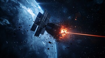 卫星爆炸激光射线