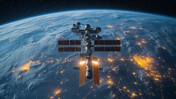 空间站环绕地球照2