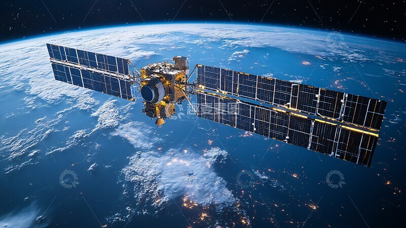 高清大图下载【趣麦麦图】卫星环绕地球场景2