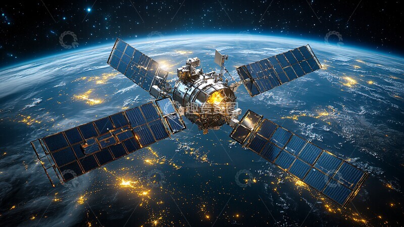 高清大图下载【趣麦麦图】卫星环绕地球场景1