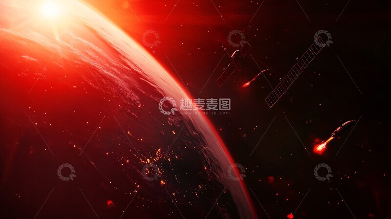 高清大图下载【趣麦麦图】卫星环绕地球庆3